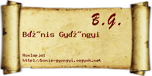 Bónis Gyöngyi névjegykártya