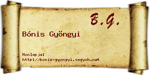 Bónis Gyöngyi névjegykártya